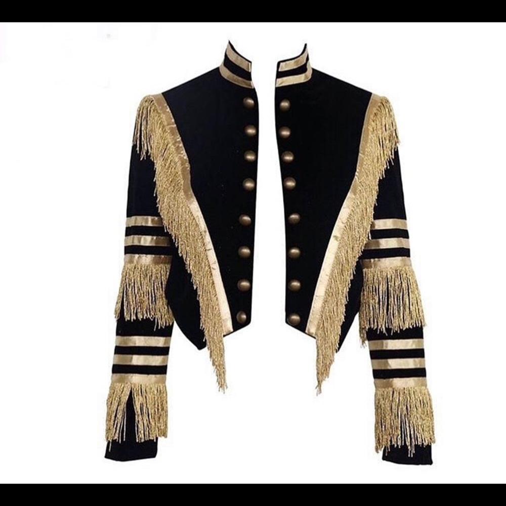 Gold & Black fringe velvet jacket